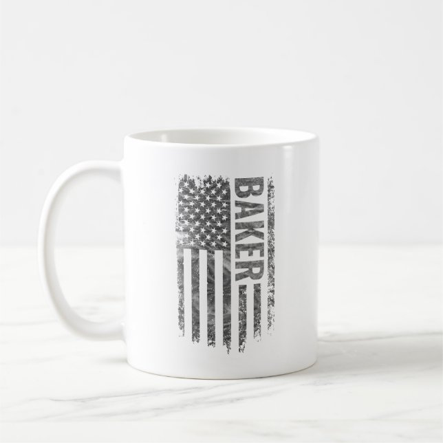 Baker USA Flag Distressed design Coffee Mug (Left)