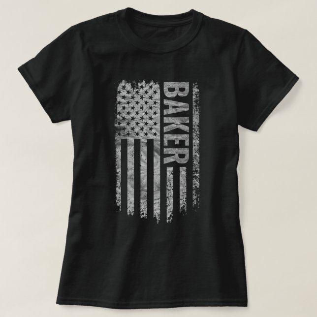Baker USA Flag Distressed design T-Shirt (Design Front)