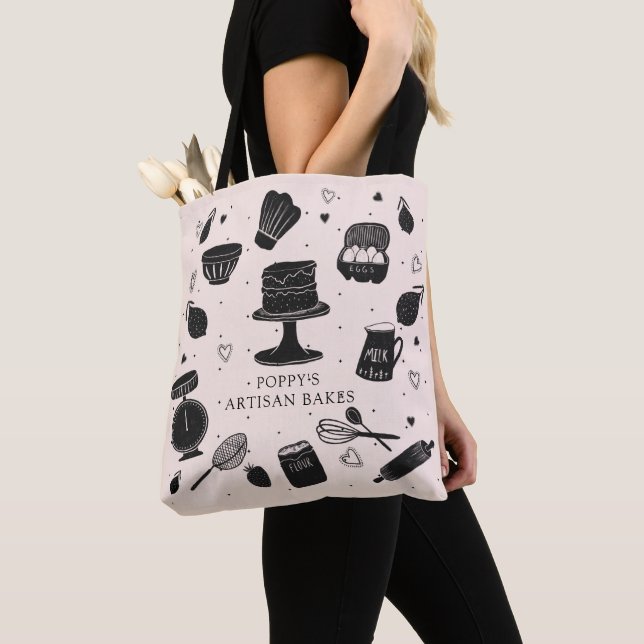 Baker Utensils Bakery Business Tote Bag (Close Up)