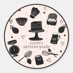 Baker Utensils Bakery  Classic Round Sticker