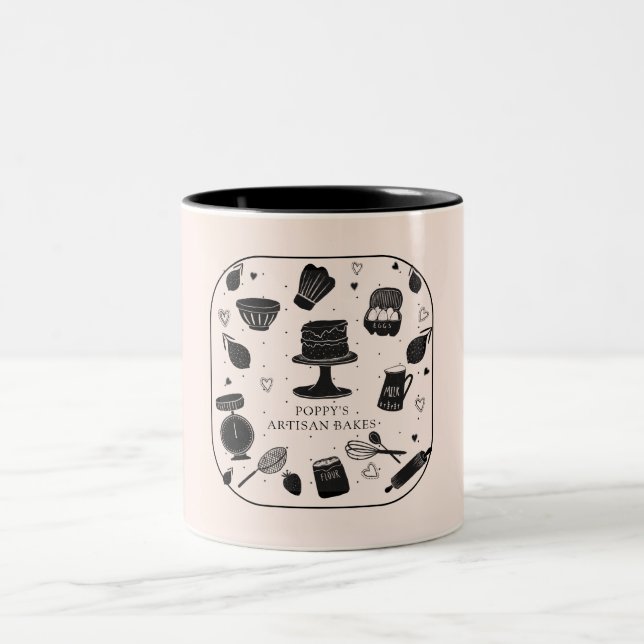 Baker Utensils Bakery  Two-Tone Coffee Mug (Center)