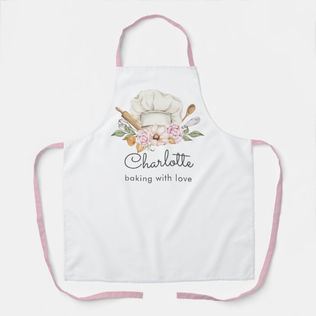 Baker Watercolor Baking Utensils Baking With Love  Apron (Front)