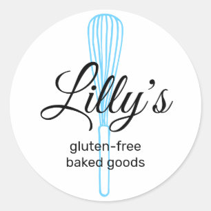 Baker Whisk Bakery Square Business Card Classic Ro Round Sticker