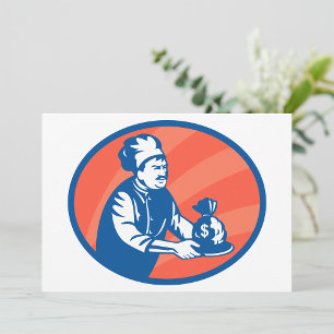 Baker With A Plate of Money Invitations