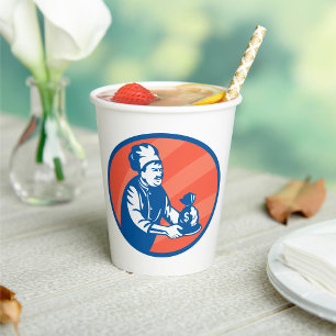 Baker With A Plate Of Money Paper Cups