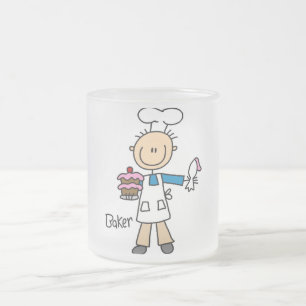 Baker With Cake Frosted Glass Coffee Mug
