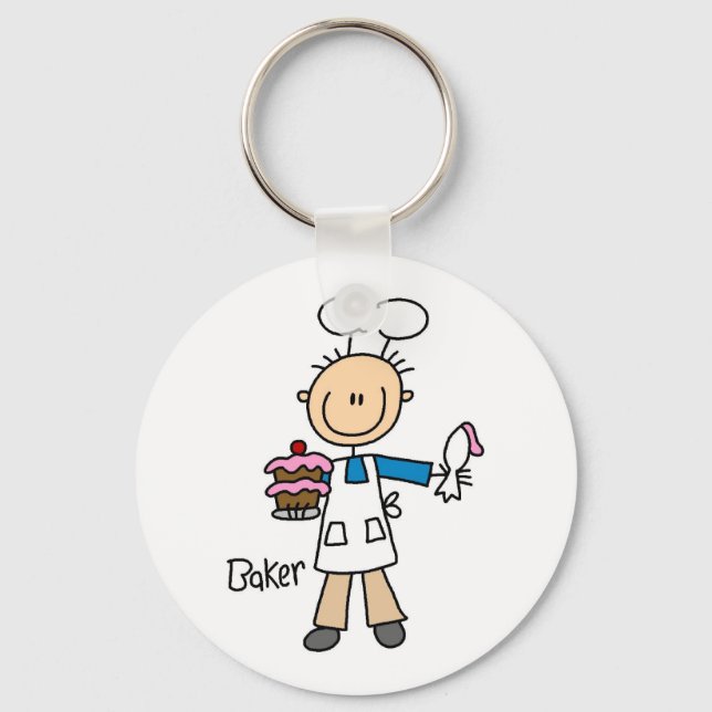 Baker With Cake Key Ring (Front)