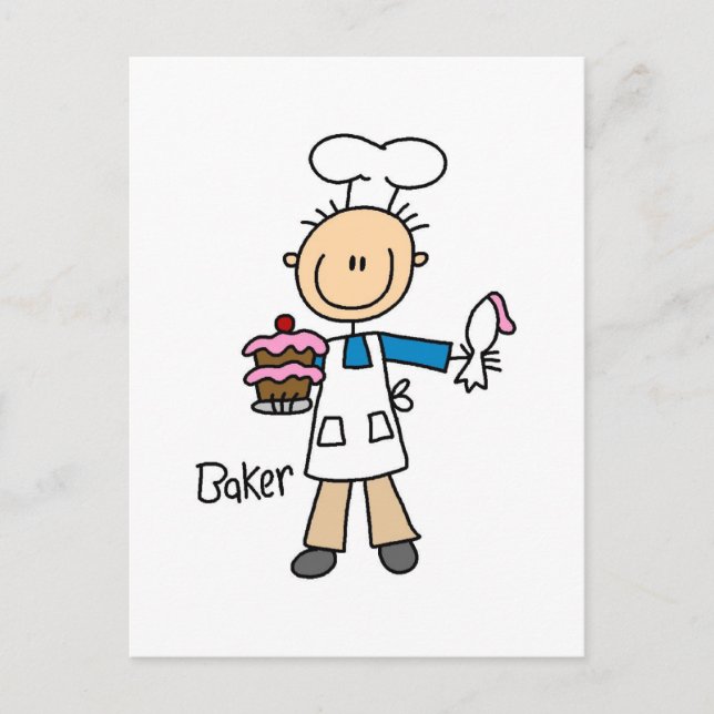 Baker With Cake Postcard (Front)