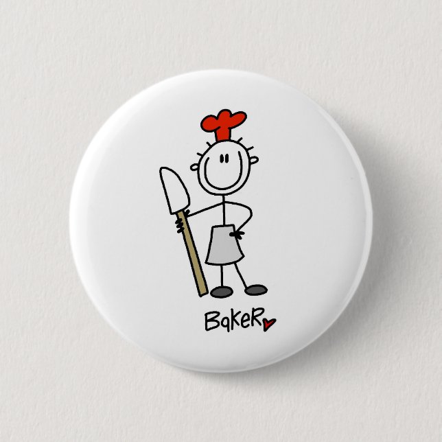Baker with Scraper 6 Cm Round Badge (Front)