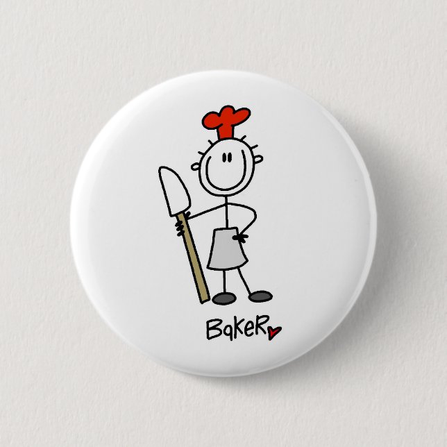 Baker With Scraper 6 Cm Round Badge (Front)