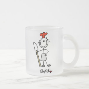 Baker With Scraper Frosted Glass Coffee Mug