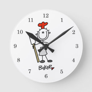 Baker With Scraper Round Clock
