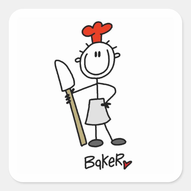 Baker With Scraper Square Sticker (Front)