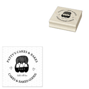Baker's Bakery Logo Pink Black Label Rubber Stamp