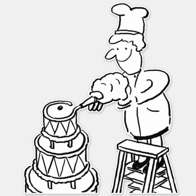 Bakers, Cake Making & Baking. Funny Cartoon