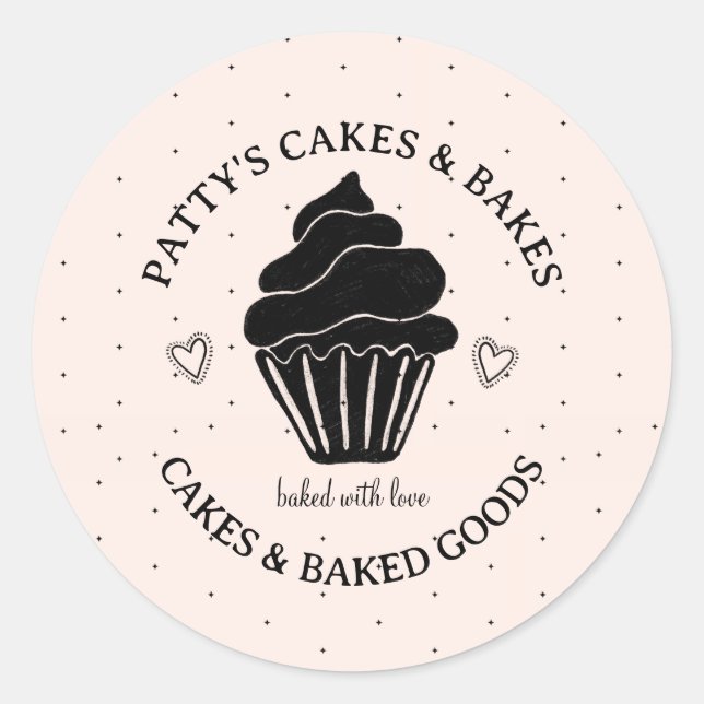 Baker's Cupcake Logo Pink Black Product Label (Front)