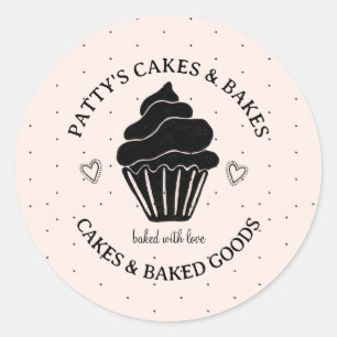 Baker's Cupcake Logo Pink Black Product Label