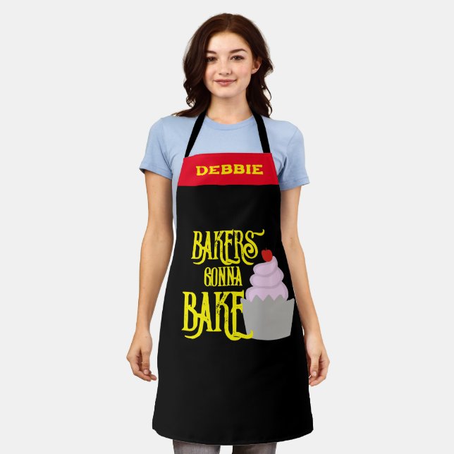 Bakers Gonna Bake Apron - Custom Name Funny (Worn)