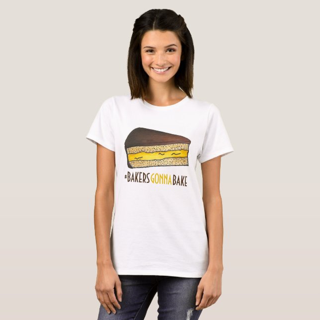Bakers Gonna Bake Hashtag Boston Cream Pie Slice T-Shirt (Front Full)