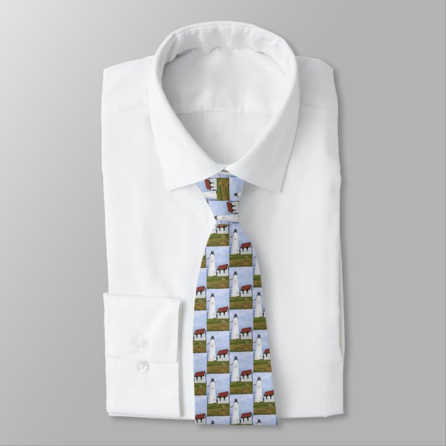 Bakers Island Lighthouse, Massachusetts Mens Tie (Tied)