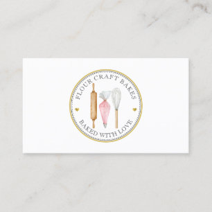 Baker's Pink Gold  Logo Utensils Business Card