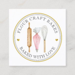 Baker's Pink Gold  Logo Utensils Business Card