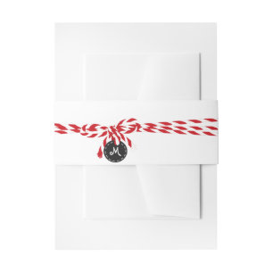 Bakers twine & chalkboard monogram belly band invitation belly band