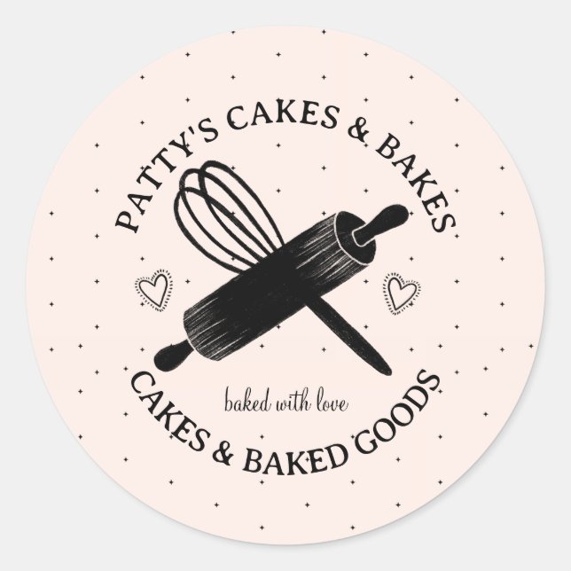 Baker's Utensils Bakery Logo Pink Black Label (Front)