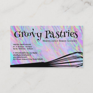 Bakers Whisk   Iridescent Holographic Background Business Card