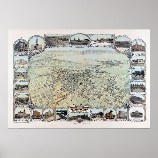 BakersField California 1901 Vintage Poster (Front)