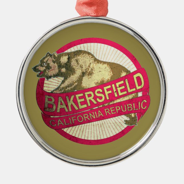 Bakersfield California bear holiday ornament (Front)