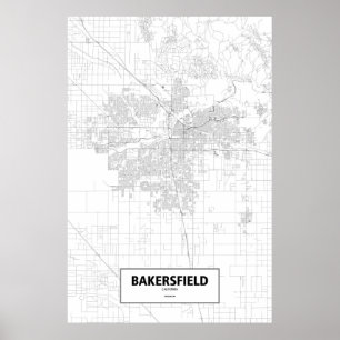 Bakersfield, California (black on white) Poster