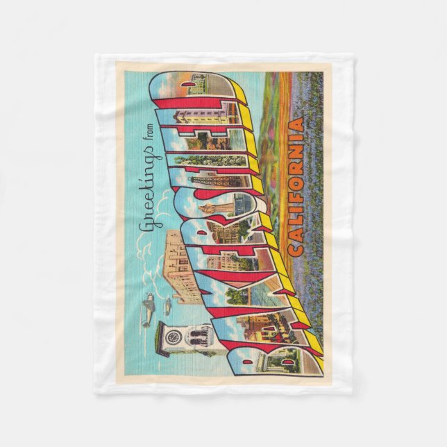 Bakersfield California CA Large Letter Postcard Fleece Blanket (Front)