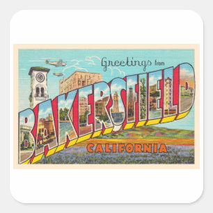 Bakersfield California CA Large Letter Postcard Square Sticker