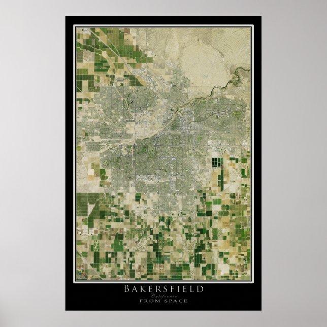 Bakersfield California Satellite Poster Map (Front)