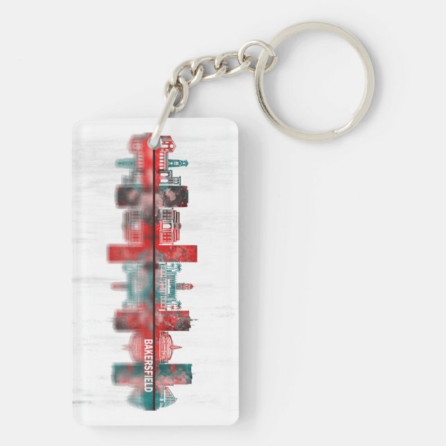 Bakersfield California Skyline Key Ring (Back)