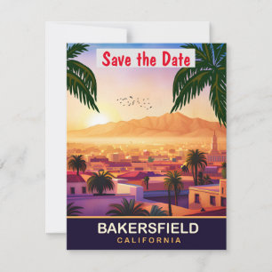 Bakersfield, California, Travel Postcard, Save The Date