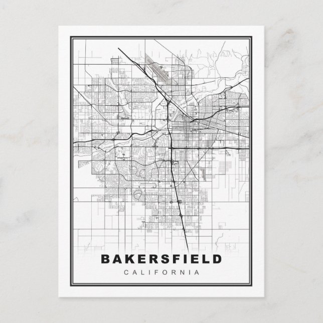 Bakersfield Map Holiday Postcard (Front)