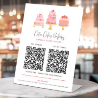 Bakery 3 Blush Pink Cakes 2 QR Codes Pay Here Cute