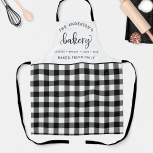 Bakery, Bake Fresh Daily, Buffalo Plaid Pattern Apron