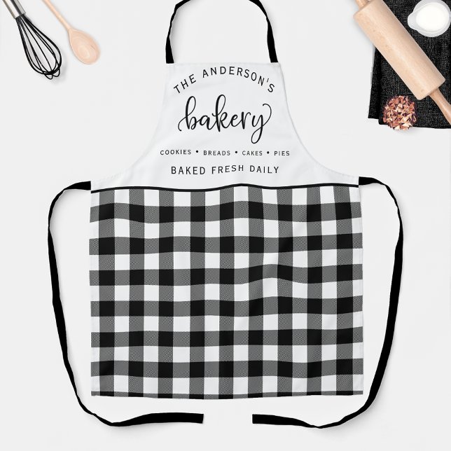 Bakery, Bake Fresh Daily, Buffalo Plaid Pattern Apron (Creator Uploaded)