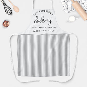 Bakery, Bake Fresh Daily White and Gray Stripes Apron
