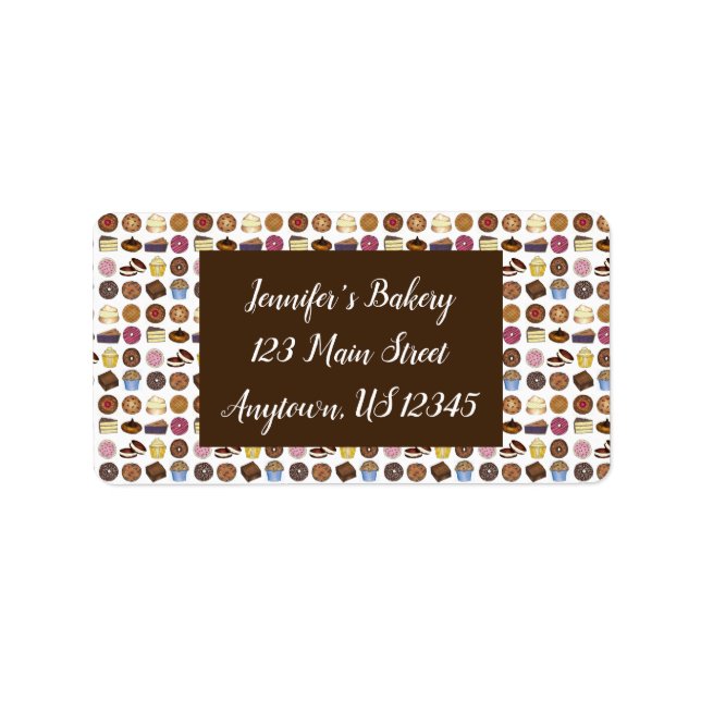 Bakery Bake Sale Foods Brownie Cupcake Pie Sweets Label (Front)