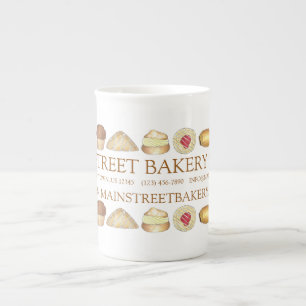 Bakery Baked Goods Croissant Doughnut Muffin Pastr Bone China Mug