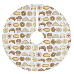 Bakery Baked Goods Croissant Doughnut Muffin Pastr Brushed Polyester Tree Skirt