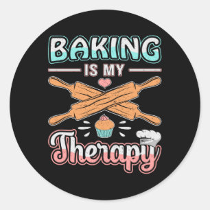 Bakery Baker Bread Bake Cake Therapy Gift Idea Classic Round Sticker