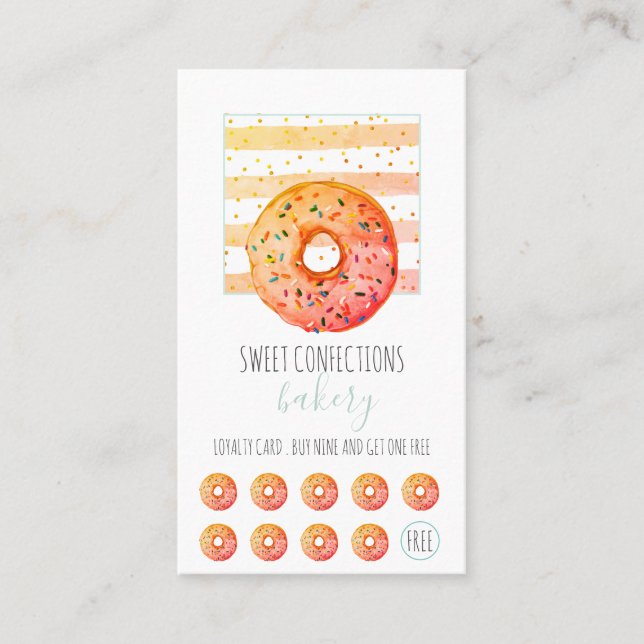 Bakery Baker Doughnut Pastry Chef Loyalty Card (Front)