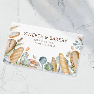 Bakery Baker Handmade Sweet Pastry Watercolor Business Card