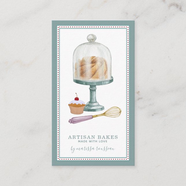 Bakery Baker Pastry Chef Watercolor Baked Goods Business Card (Front)