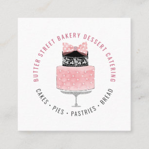 Bakery Baker Pastry Chef Watercolor Cake  Square Business Card